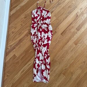 Miss Avenue red Hawaiian dress ruched